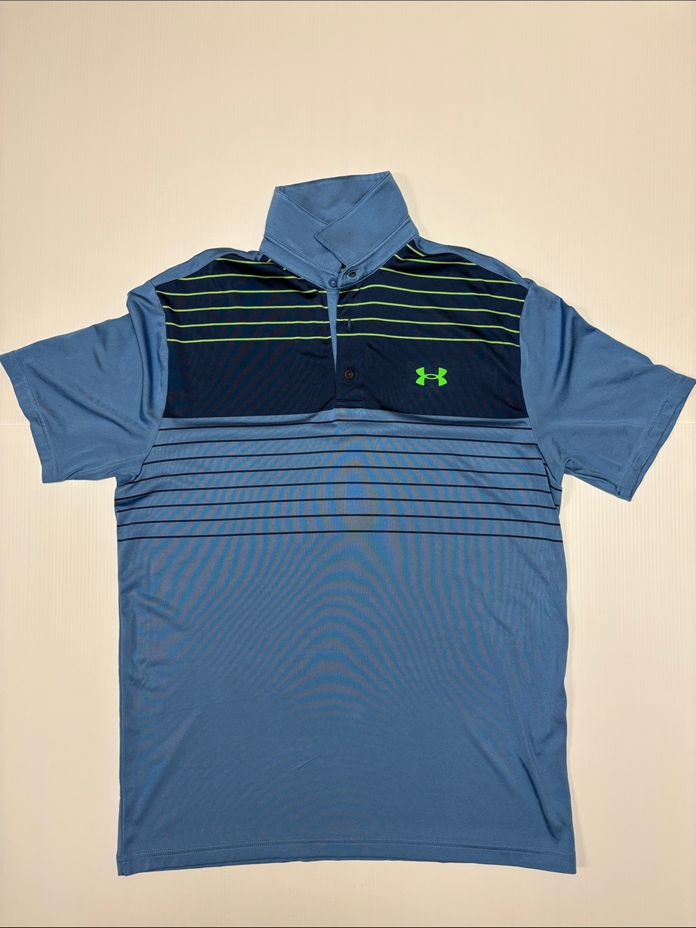 Under Armour Men's Blue and Green Striped Polo